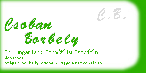 csoban borbely business card